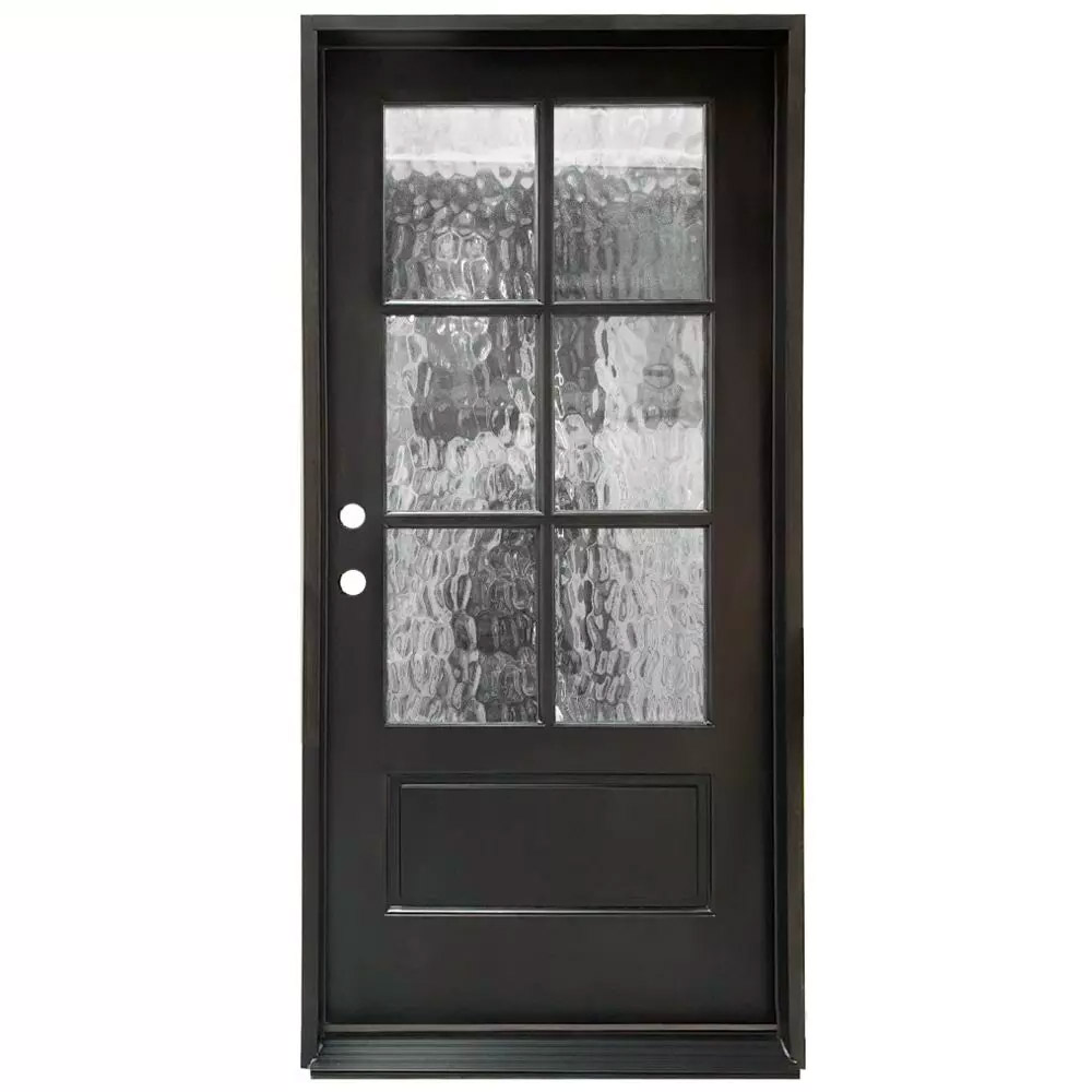 TCM200 6-Lite Exterior Wood Door - Flemish Glass - Smoke - Left